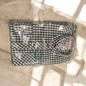 Kids Checkered Green Button Down Shirt